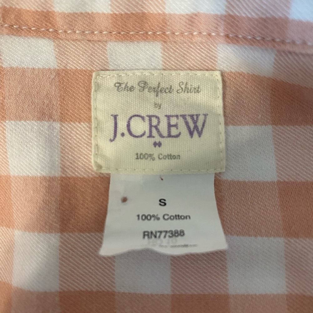J.Crew Gingham Day to Night Button Up Peach White Preppy Classic Size S - Picture 2 of 7